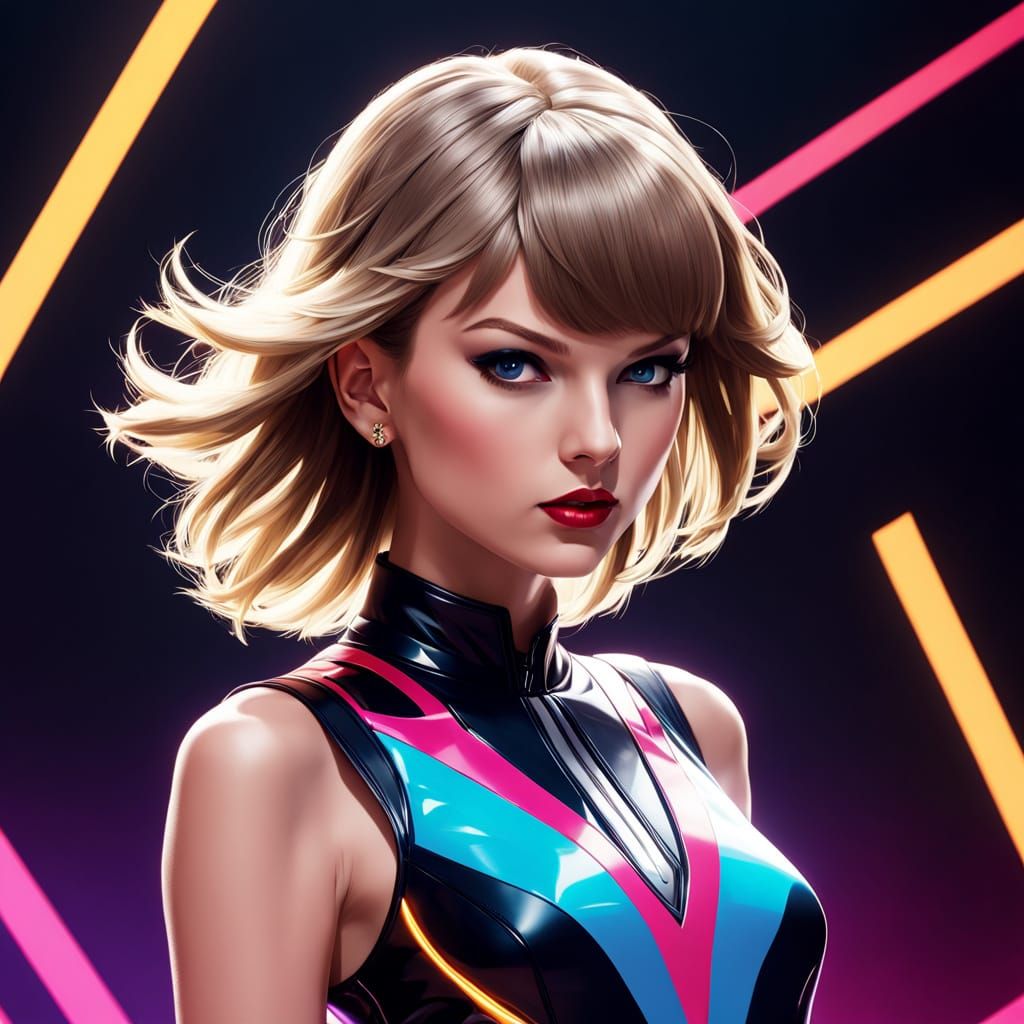 Taylor Swift in Futuristic Pop Art Style
