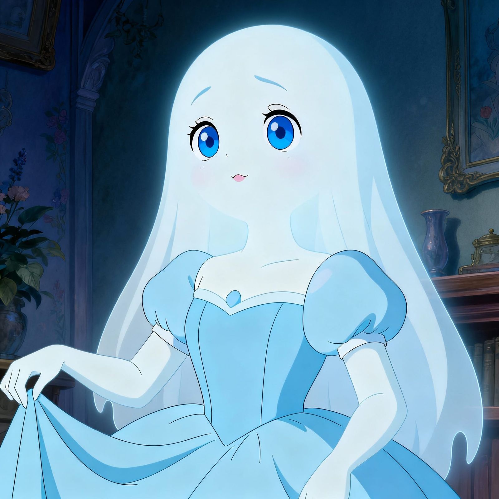 Cute Ghost Girl in Classic Animation Style