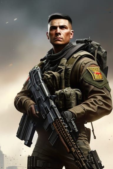 Warzone Soldier Portrait in Digital Art Style
