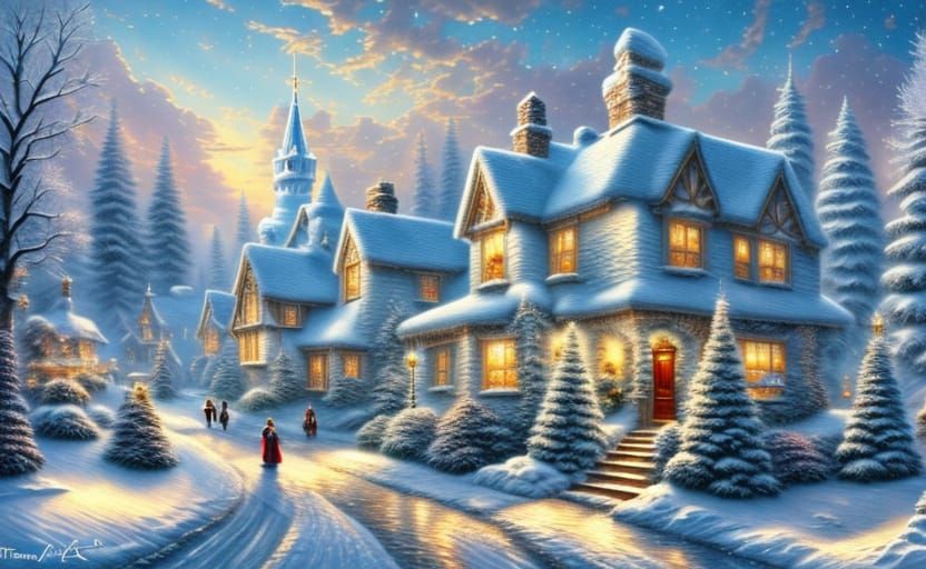 Archangel Tara in a Winter Castle Landscape