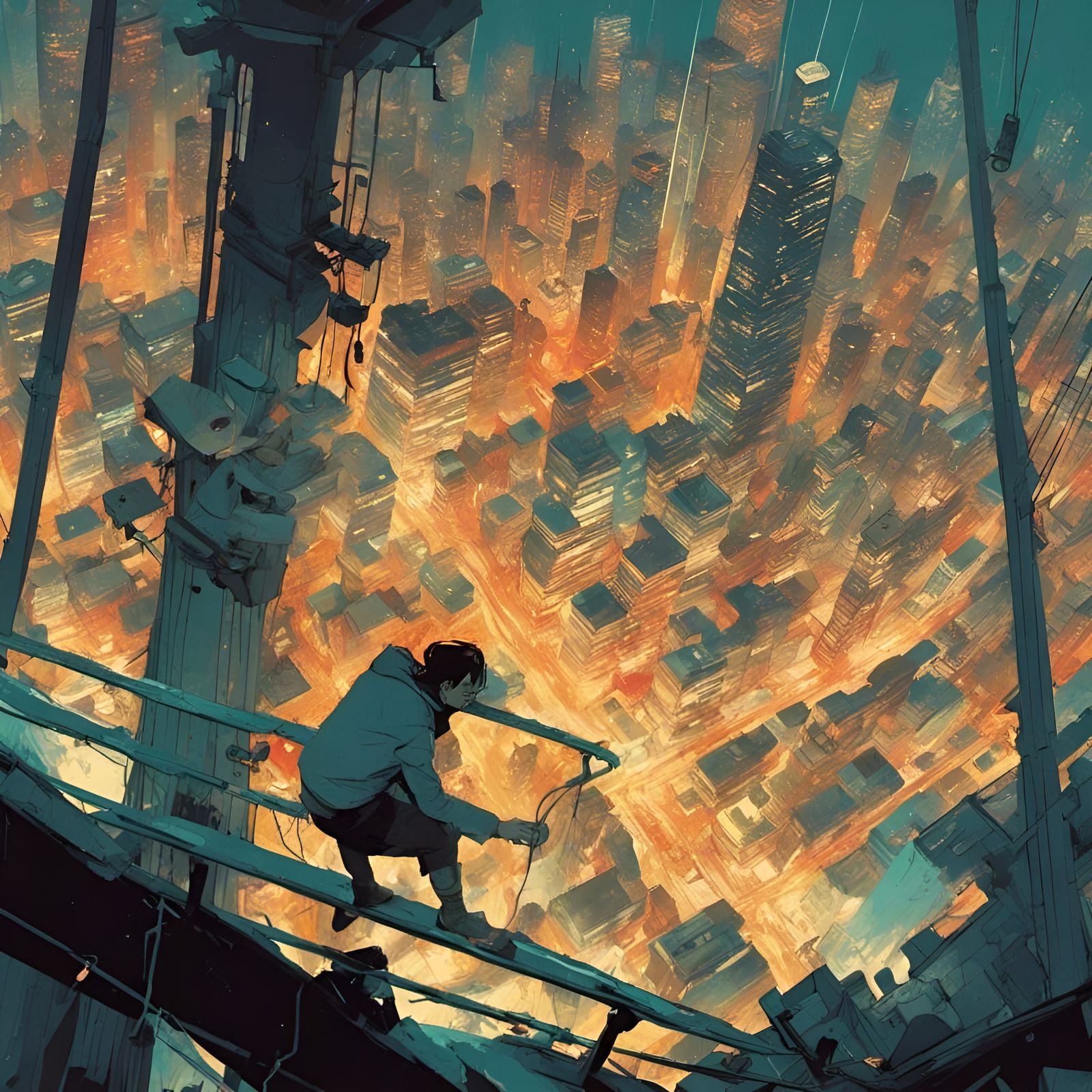 Acrophobia in Composite Art Style