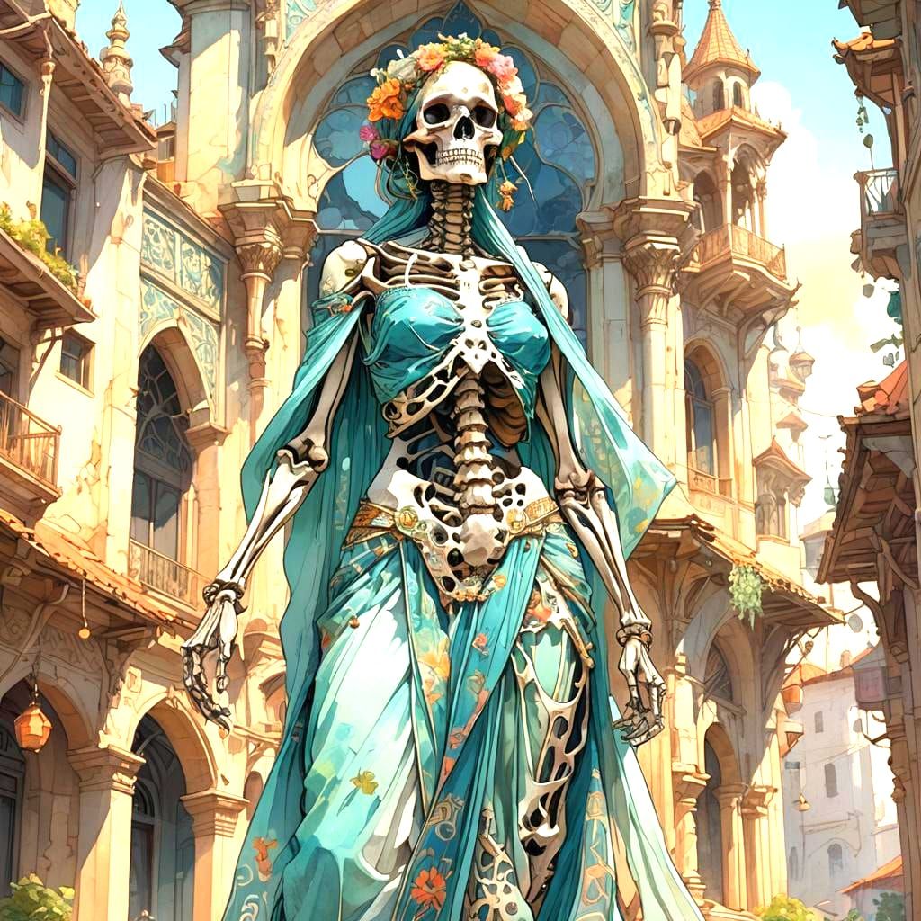 Elegant Arab Girl in Saree, Mucha Style