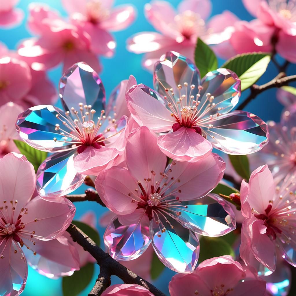 Crystal Cherry Blossoms in Jeweled Garden