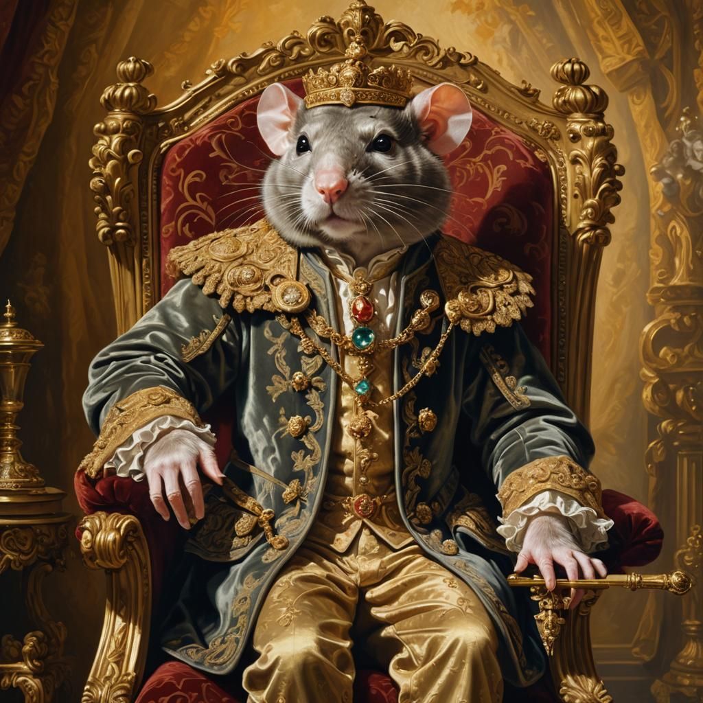Regal Rat God Portrait in Baroque Style