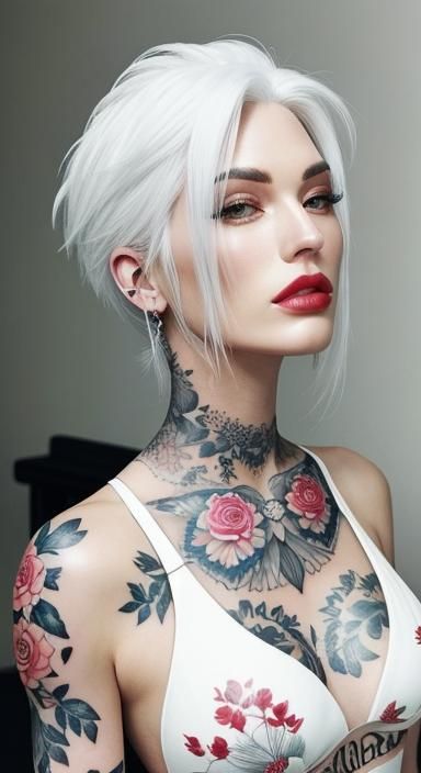 Girl with Floral Tattoos: A Modern Portrait