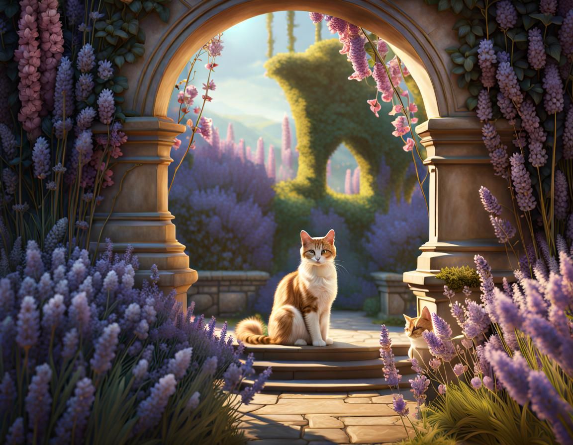 Cat among the Lavender