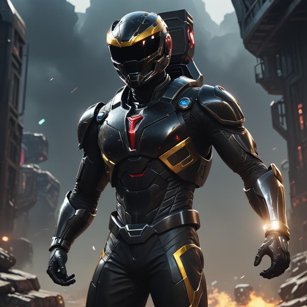 Black Space Ranger in Detailed 3D Rendering