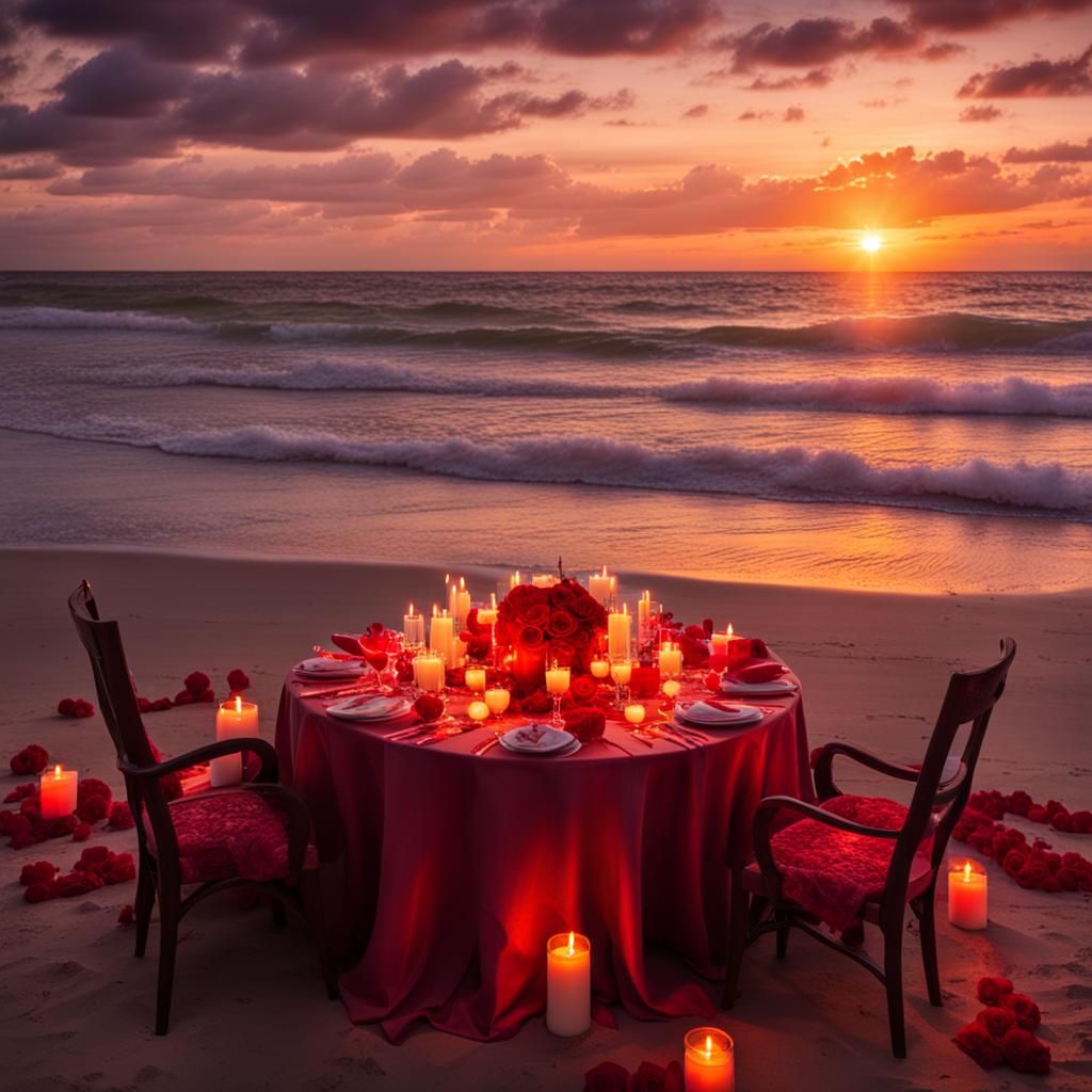 Romantic Beach Sunset Dinner for Two