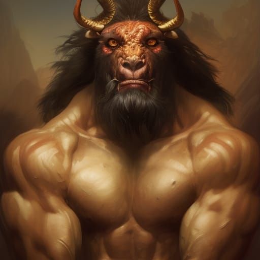 Minotaur Beastman Portrait in Fantasy Art Style