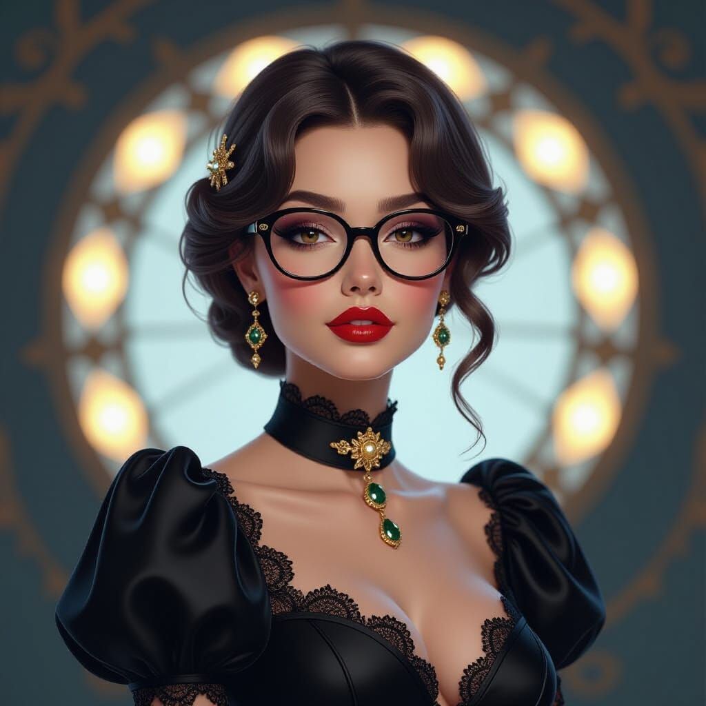 Elegant Lady Portrait in Art Nouveau Dark Fantasy Style