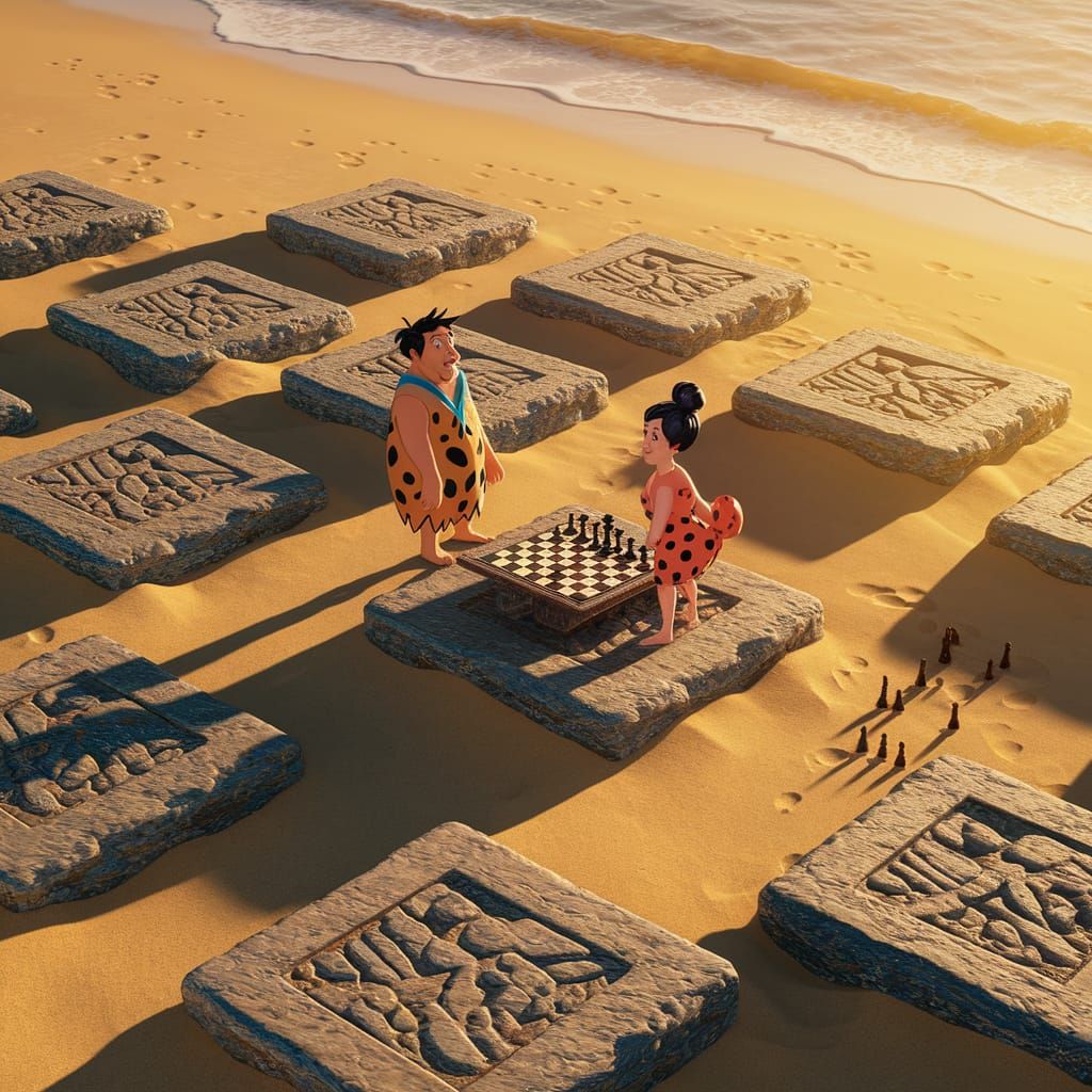 Fred and Wilma playing chess