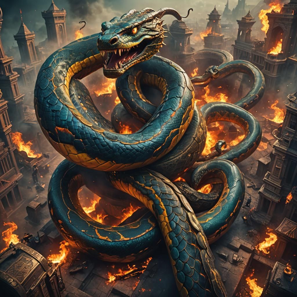 Epic Fire Serpent Film Poster Concept Art