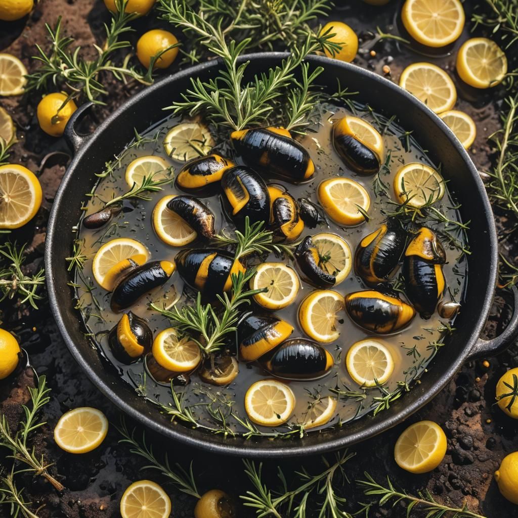 Fantasy Still Life: Black and Yellow Slugs