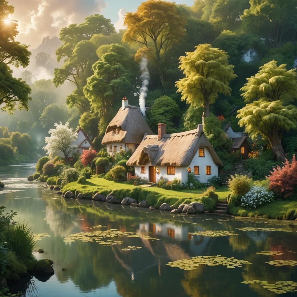 Fantasy Cottage by a River: Matte Painting