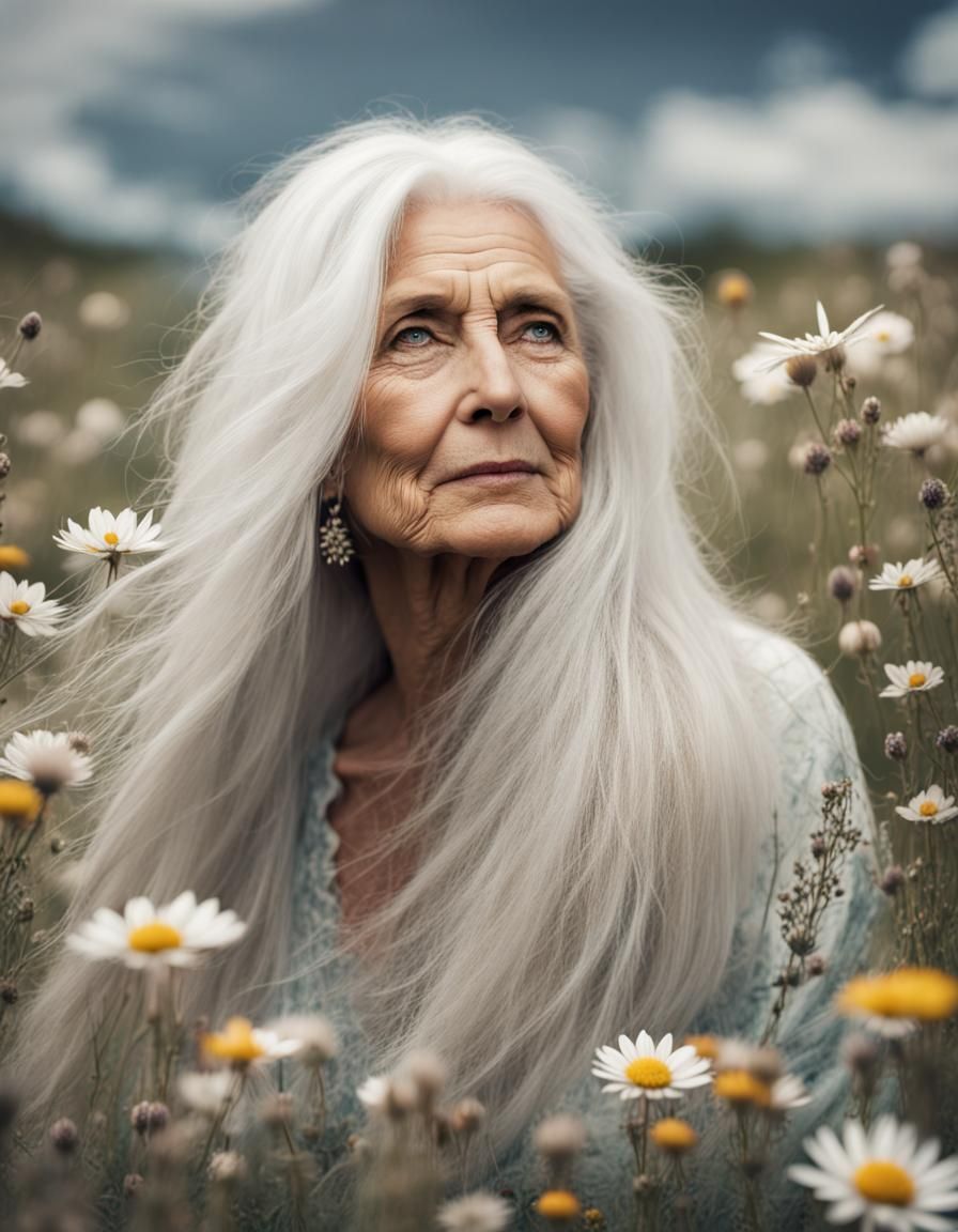 Gorgeous Woman in Flower Meadow: Cinematic Image