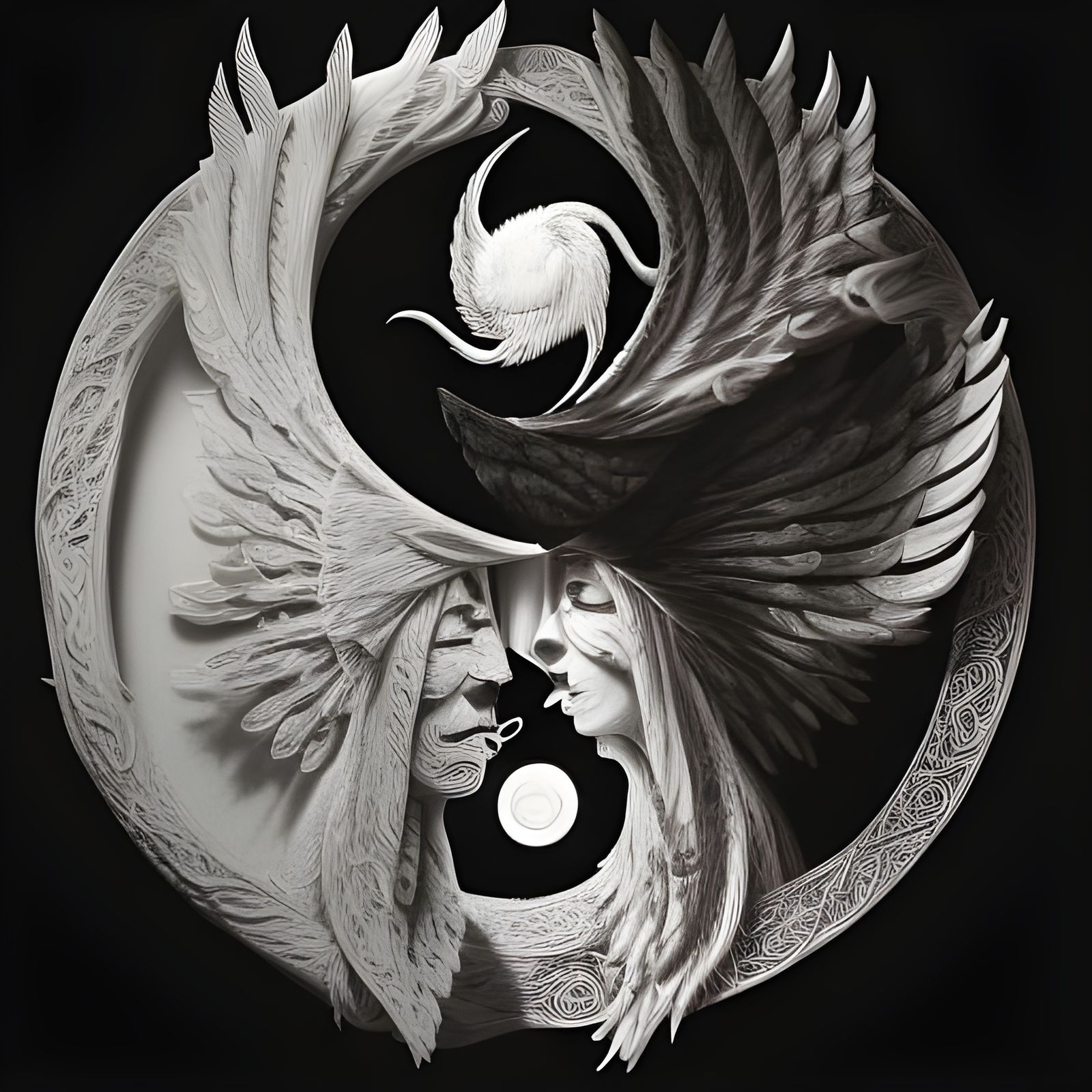 Angel and Devil in Hyperrealistic Detail