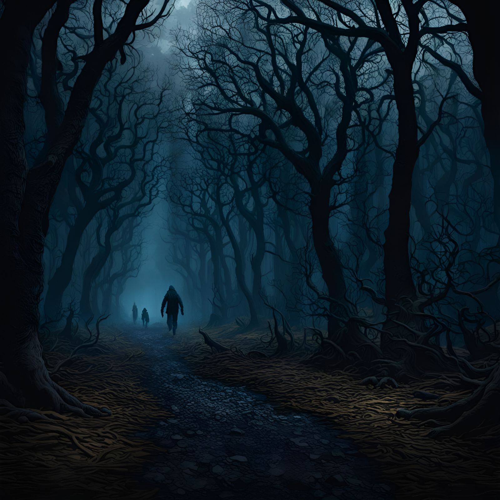 Creepy Skin Walker Lurking in Dark Woods