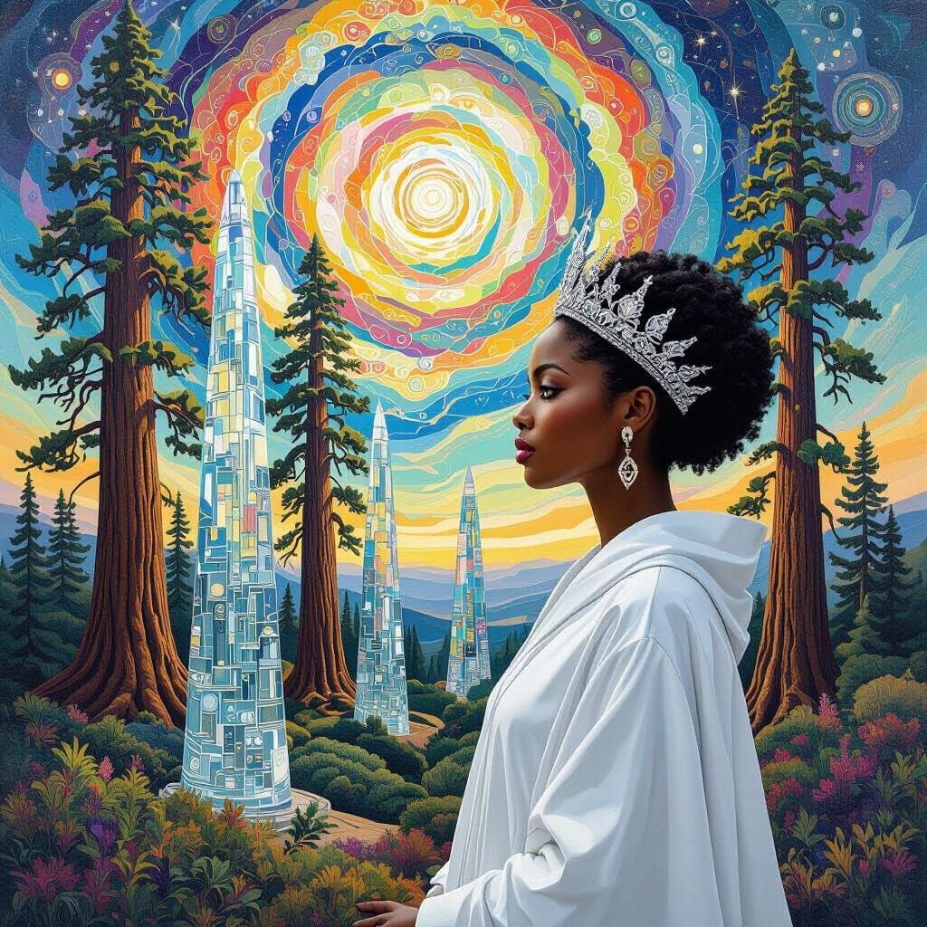 Glass Sequoia Trees in Psychedelic Dreamscape