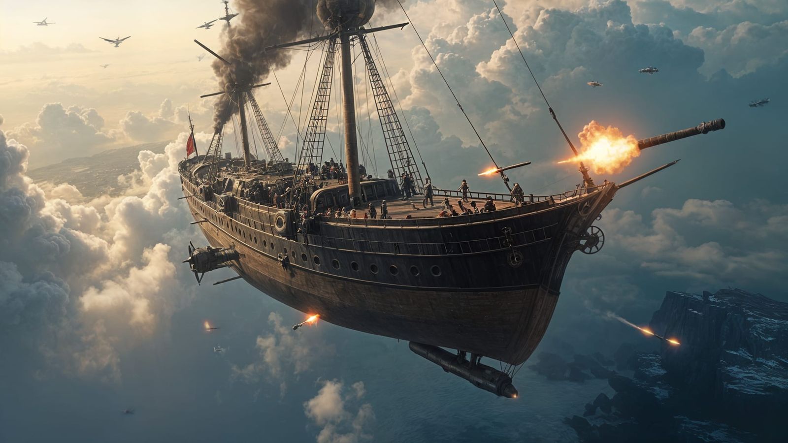 combat airships in the air