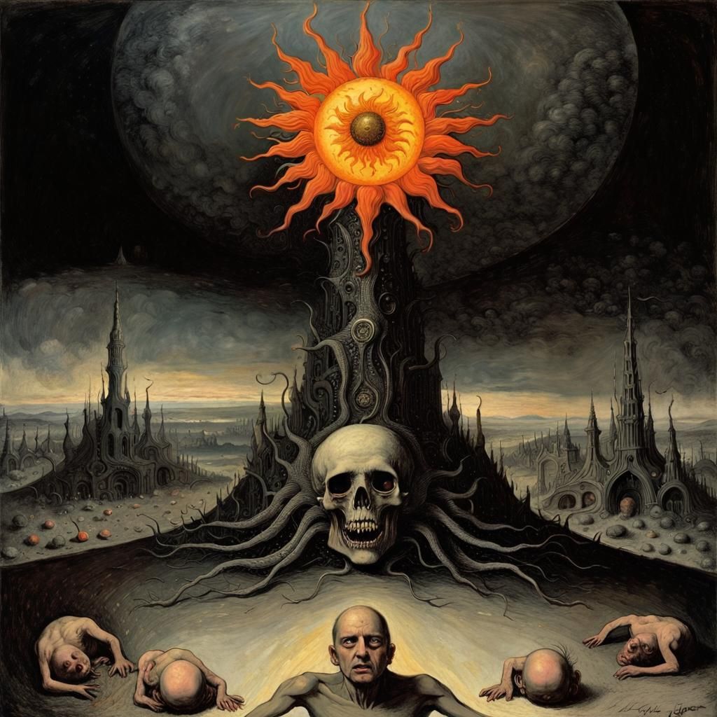 Nightmarish Sun Rising Over a Bleak World