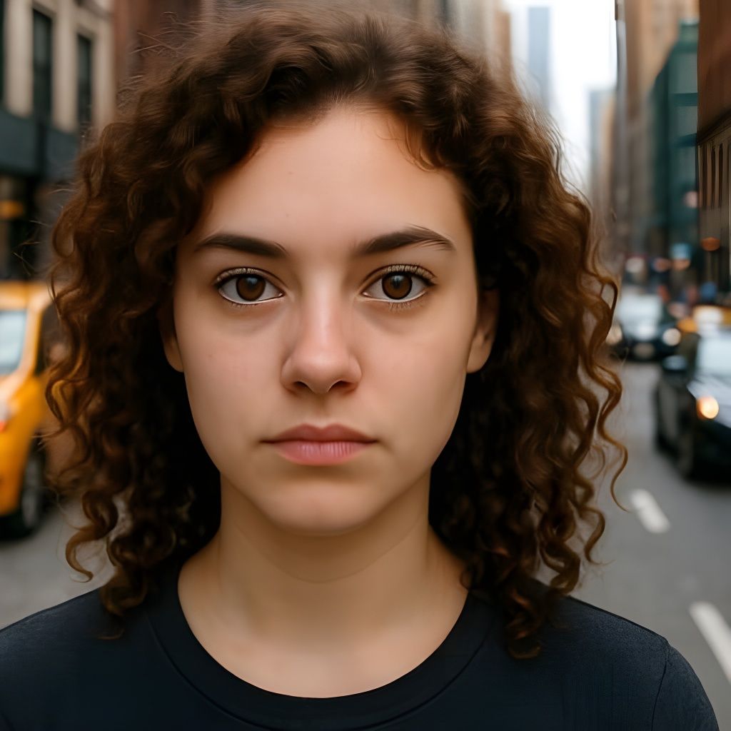 Realistic Portrait of a Young Woman in the City