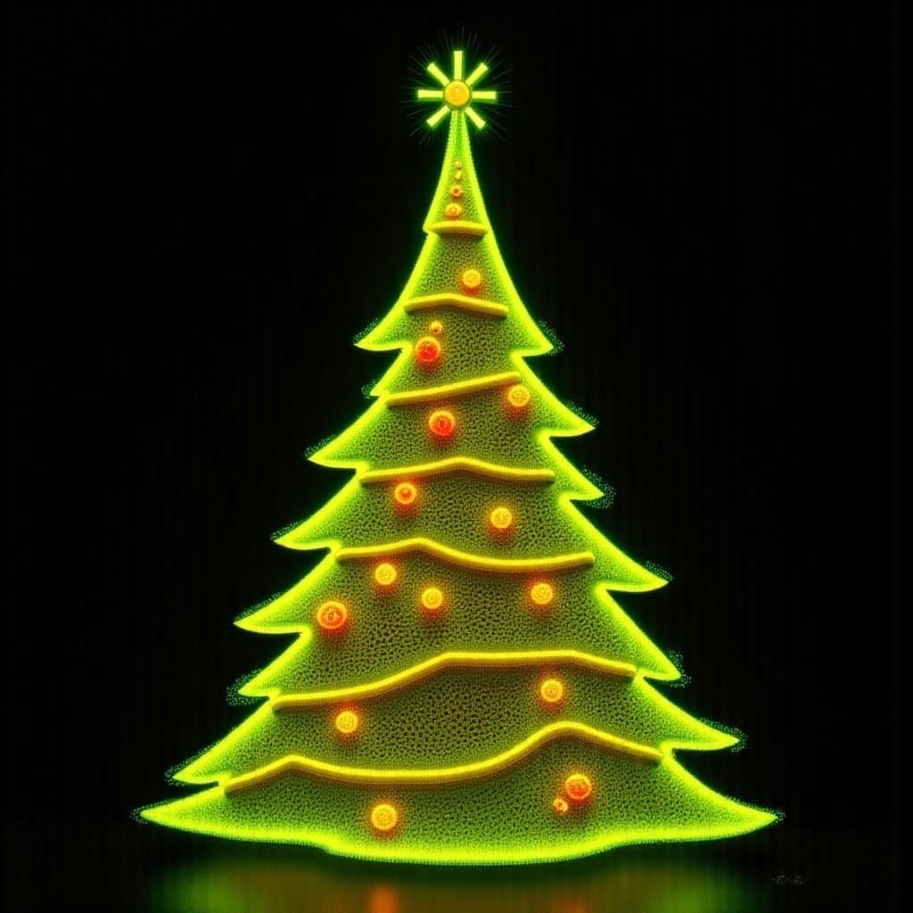 Glowing Polyurethane Christmas Tree in Neon Futuristic Style