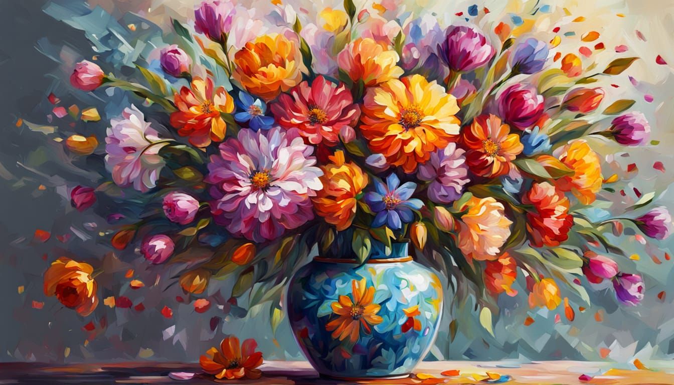 Vibrant Floral Masterpiece in Aziz Sulaymanov Style