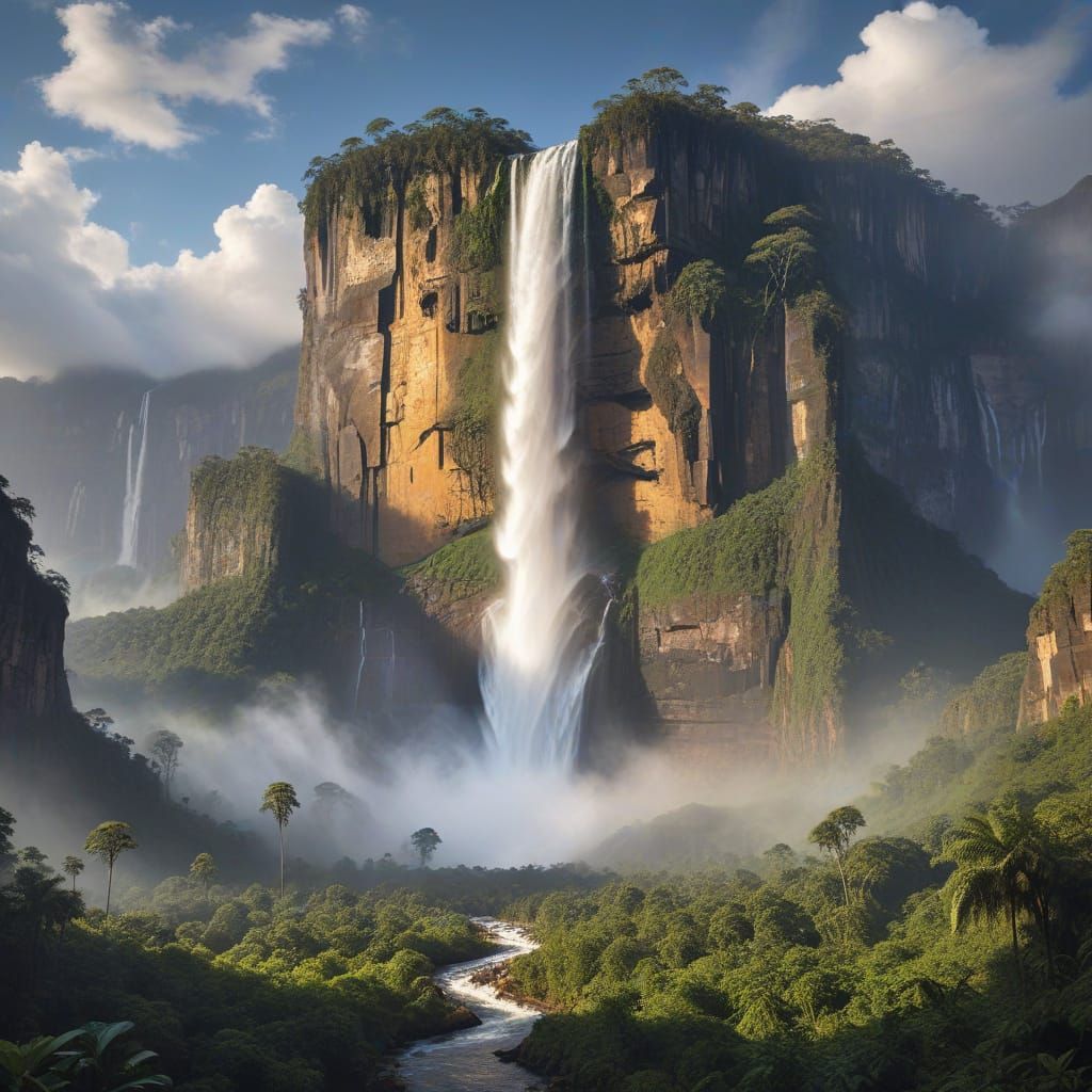 Hyper-Realistic Angel Falls: Tallest Waterfall in the World