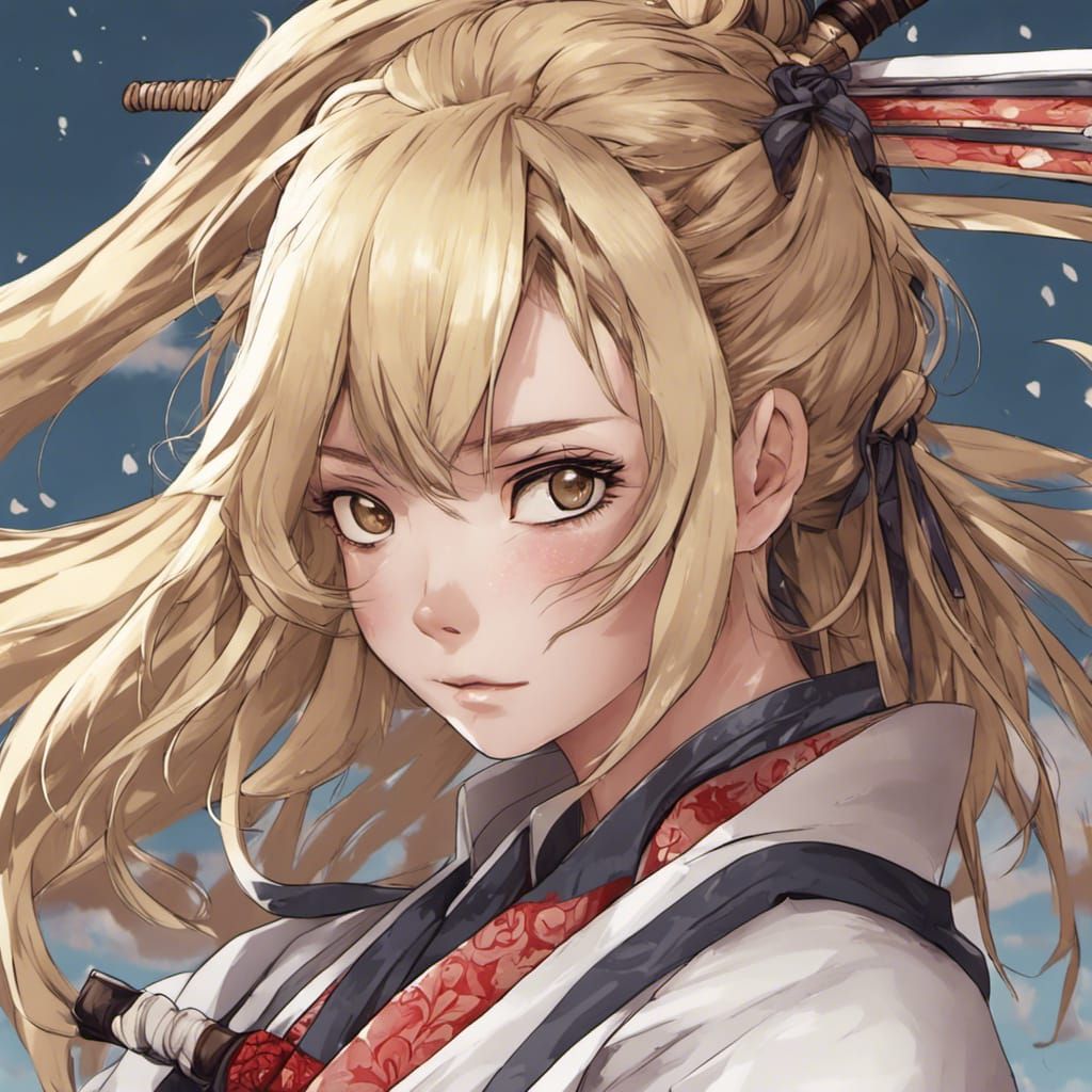 Anime Samurai Girl with Blonde Hair