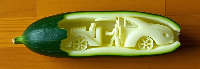 Cucumber Carving of an Auto in Progress