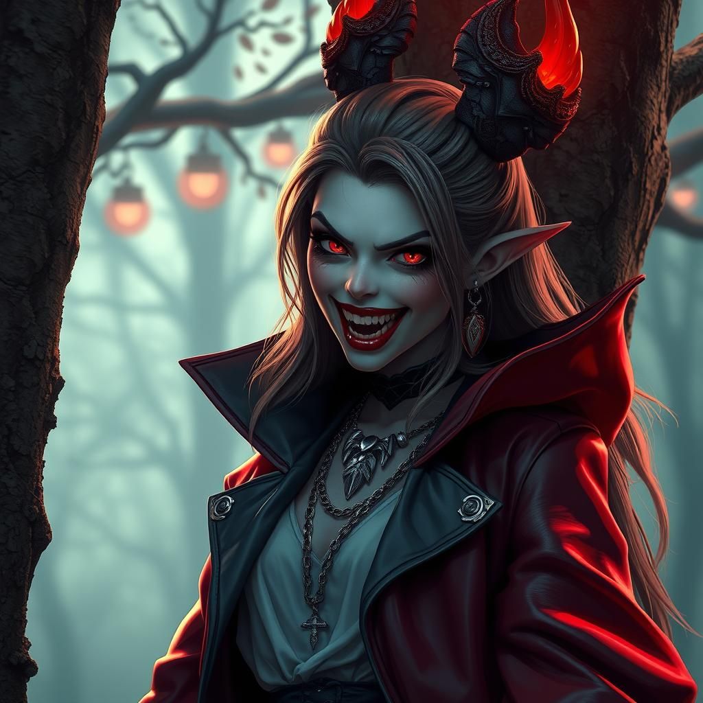 Vampire Girl in a Fantastical Matte Painting