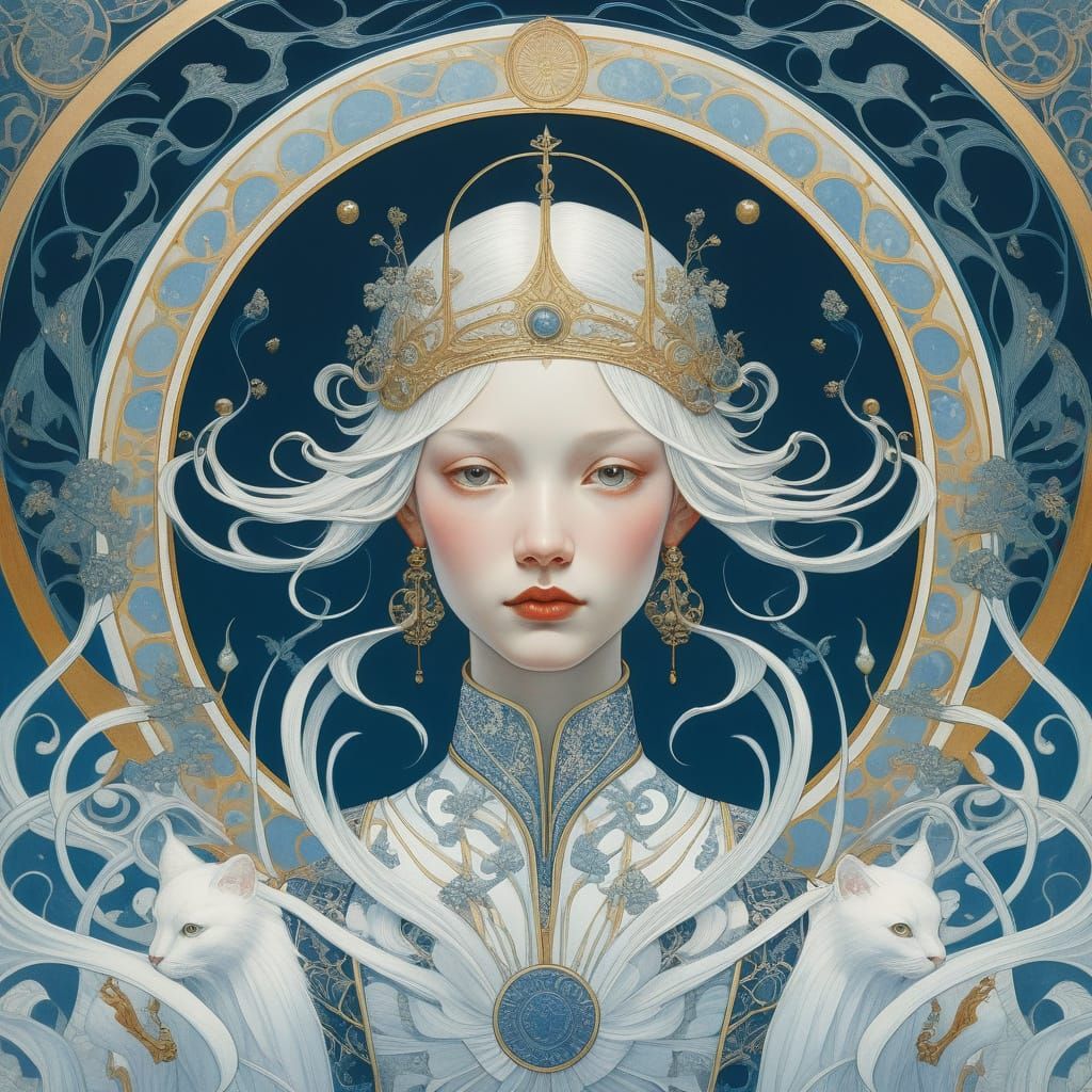 Joyful Portrait in Art Nouveau Style