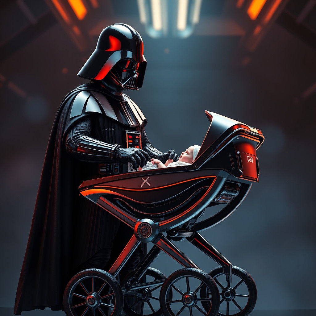 Darth Vader Pushing Baby Luke Stroller