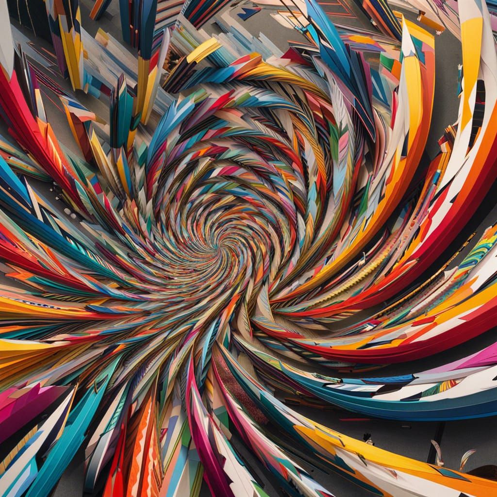 Colorful Arrows Spiraling with Volumetric Lighting