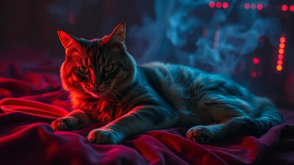 Erotic Cyberpunk Cat on Velvet