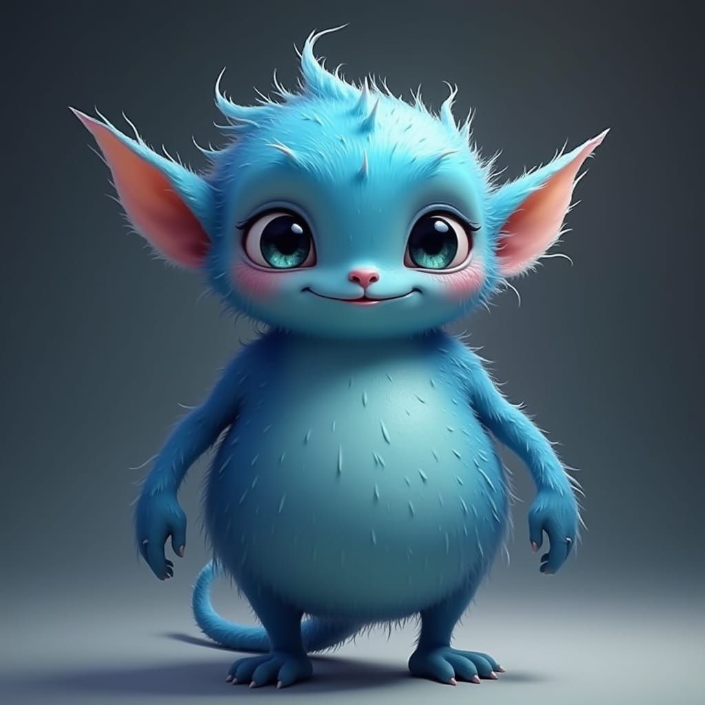 Dreamlike Blue Monster Concept Art in High-Contrast Style