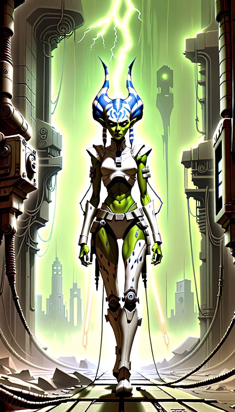 Cyborg Ahsoka in Gothic Horror Style