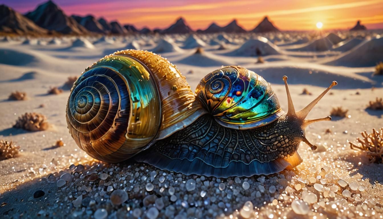 Radioactive Zombie Snail in Surreal Landscape
