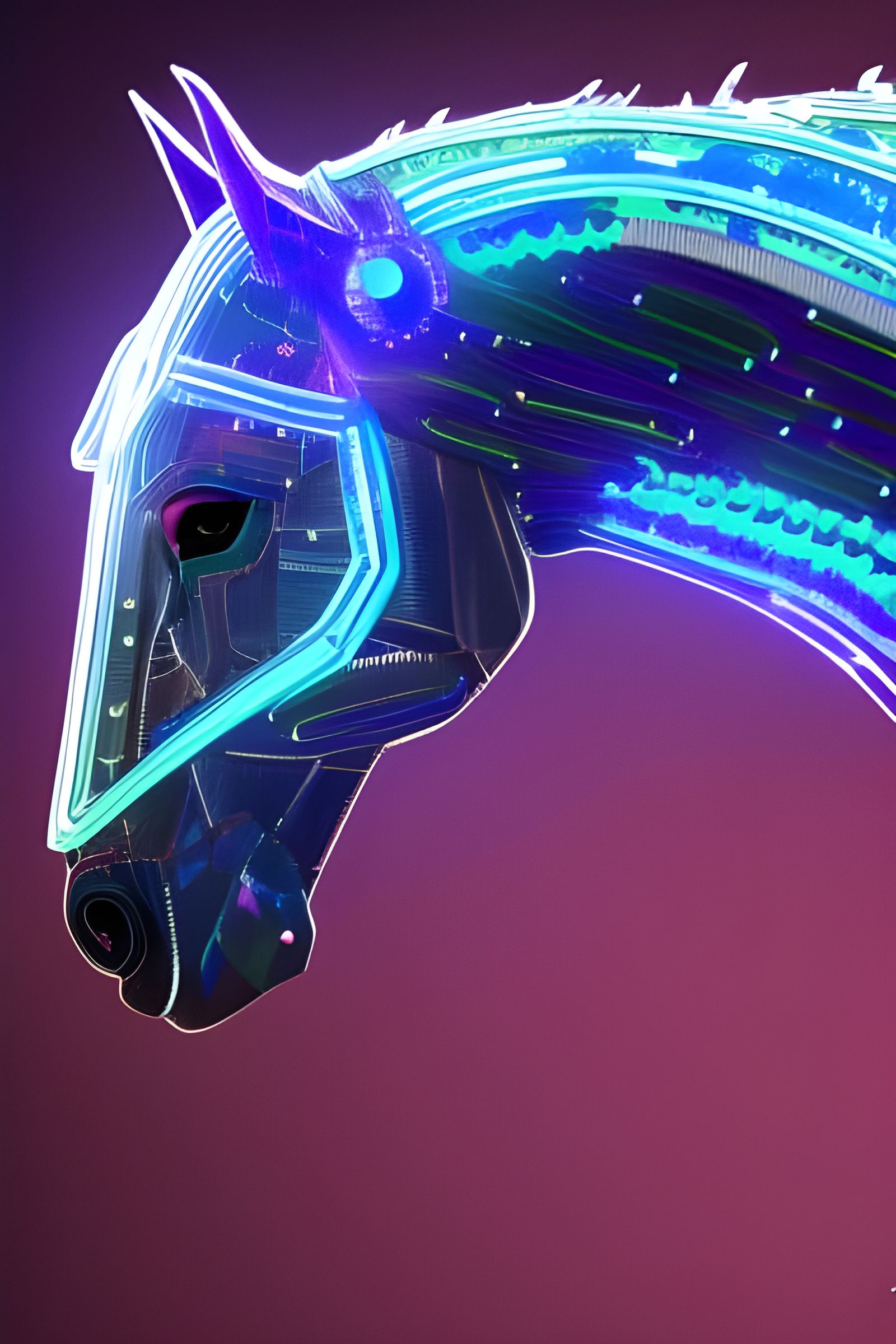 Cyberpunk Crystal Robot Horse in High Definition