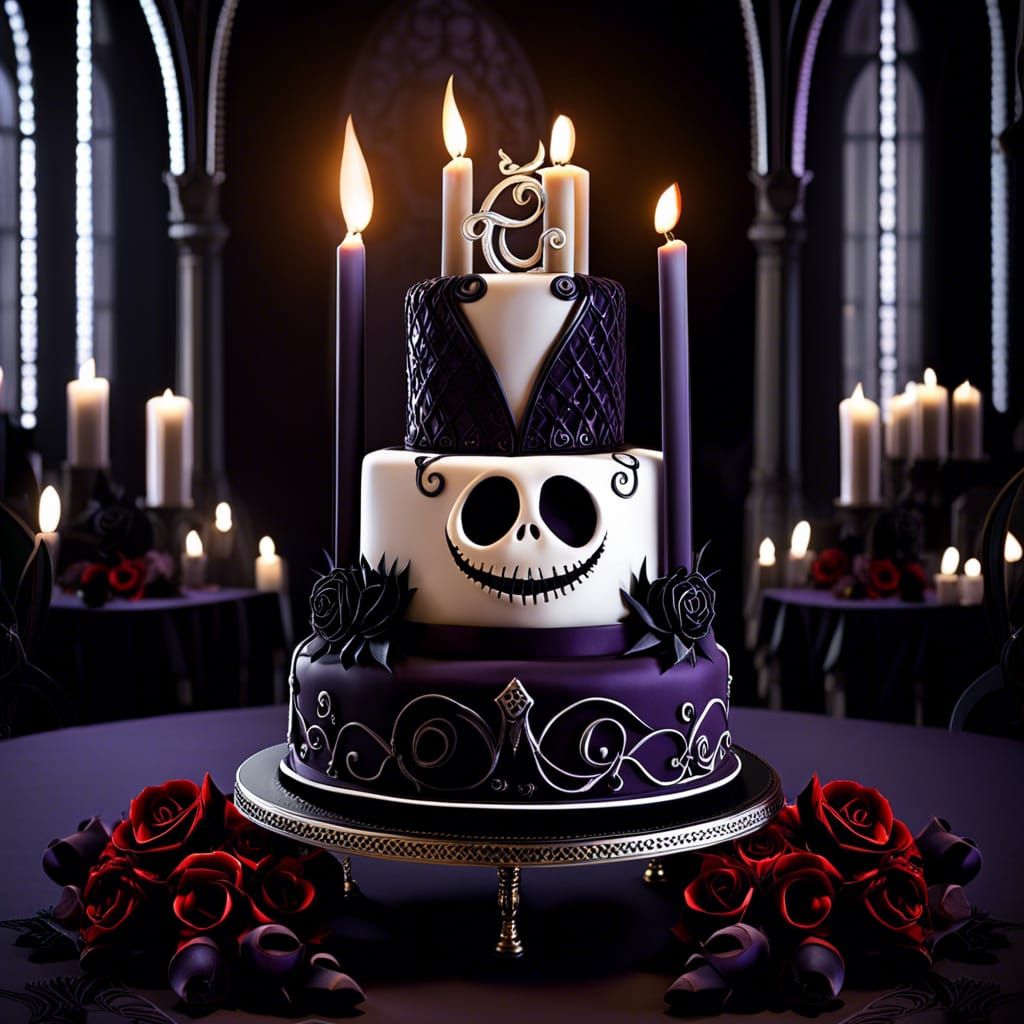 Nightmare Before Christmas Goth Wedding Cake