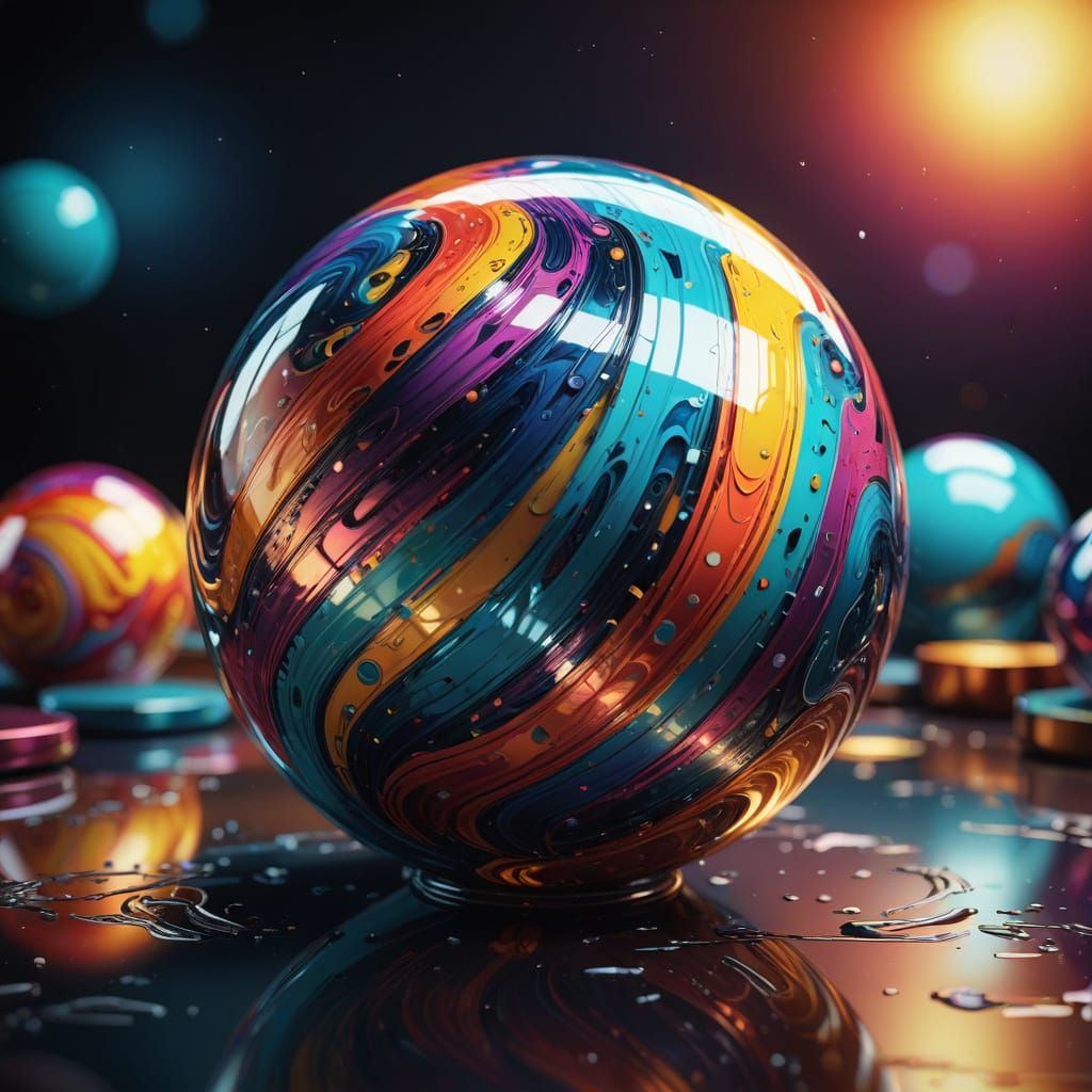 Colorful Sphere with Swirling Patterns: Digital Art