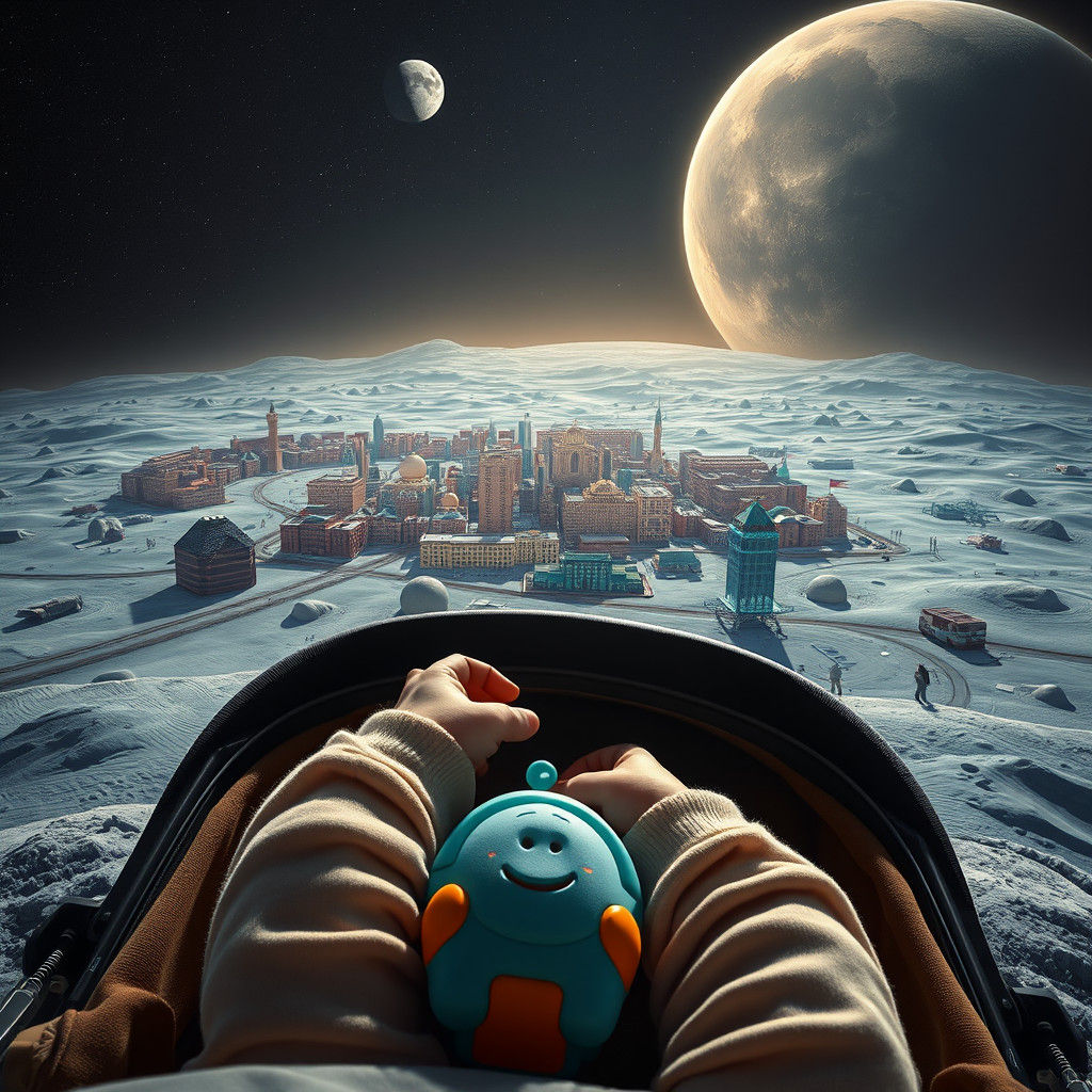 Baby's Day Out: Lunar Cityscape Adventure