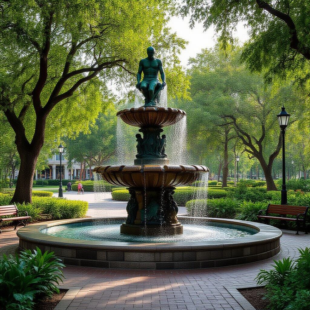 Reggae Fountain Monument in a Paradise City Park
