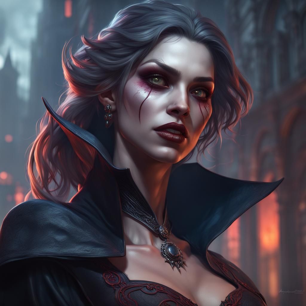 Halloween Vampire Portrait in Art Nouveau Style