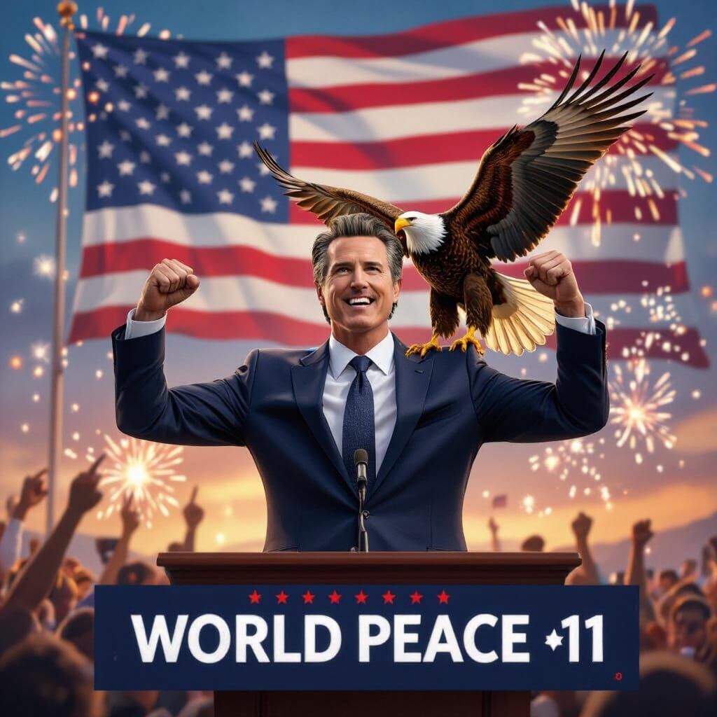 Gavin Newsom as President With Eagle