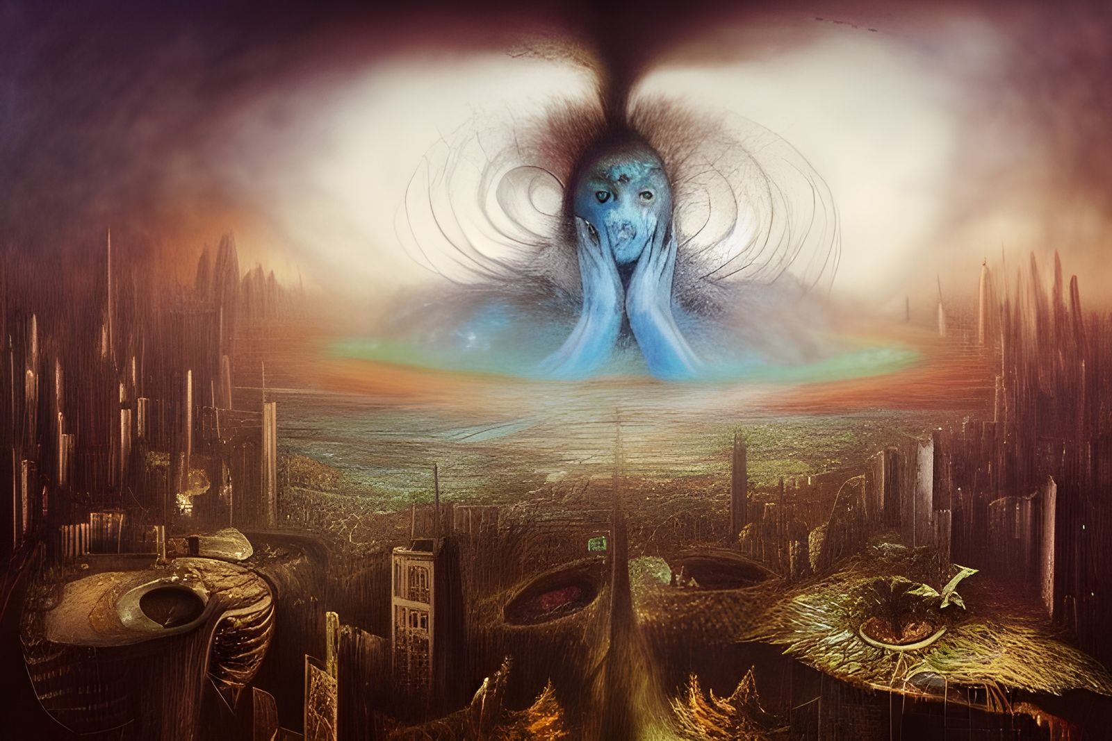 Surreal Megalopolis Inspired by Bosch and Ito