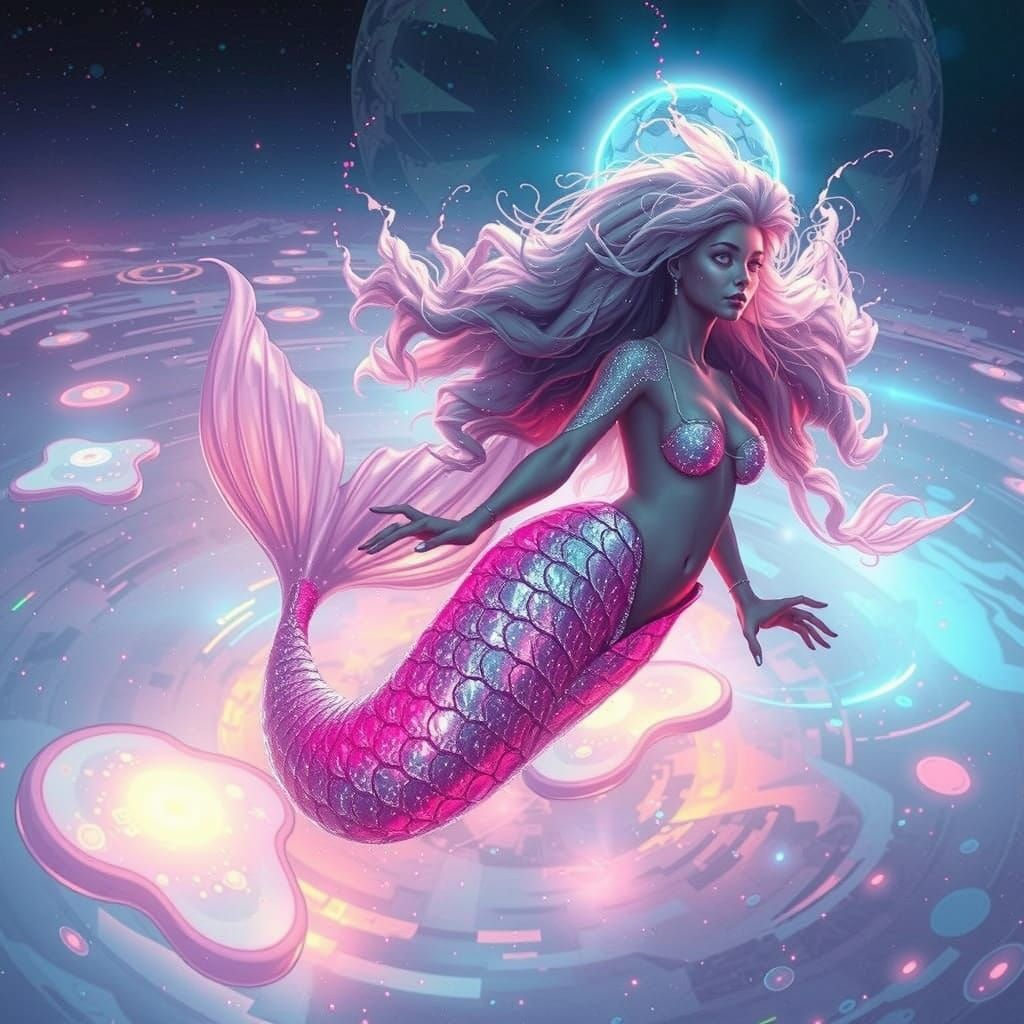 Galactic Mermaid in a Dreamlike Vortex