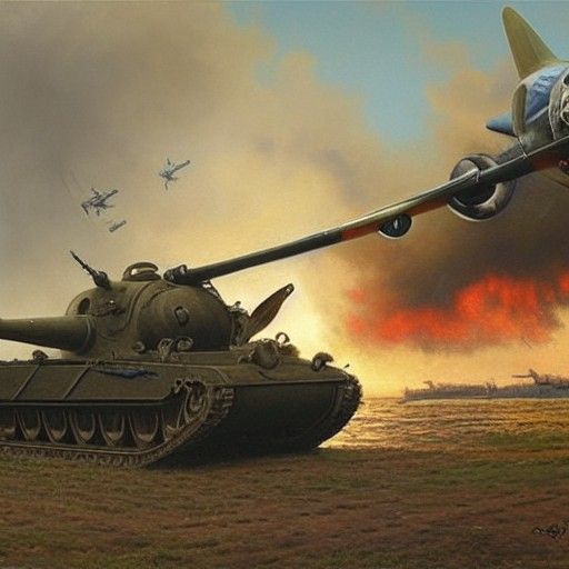 Dramatic WWII Scene in Oil Painting Style