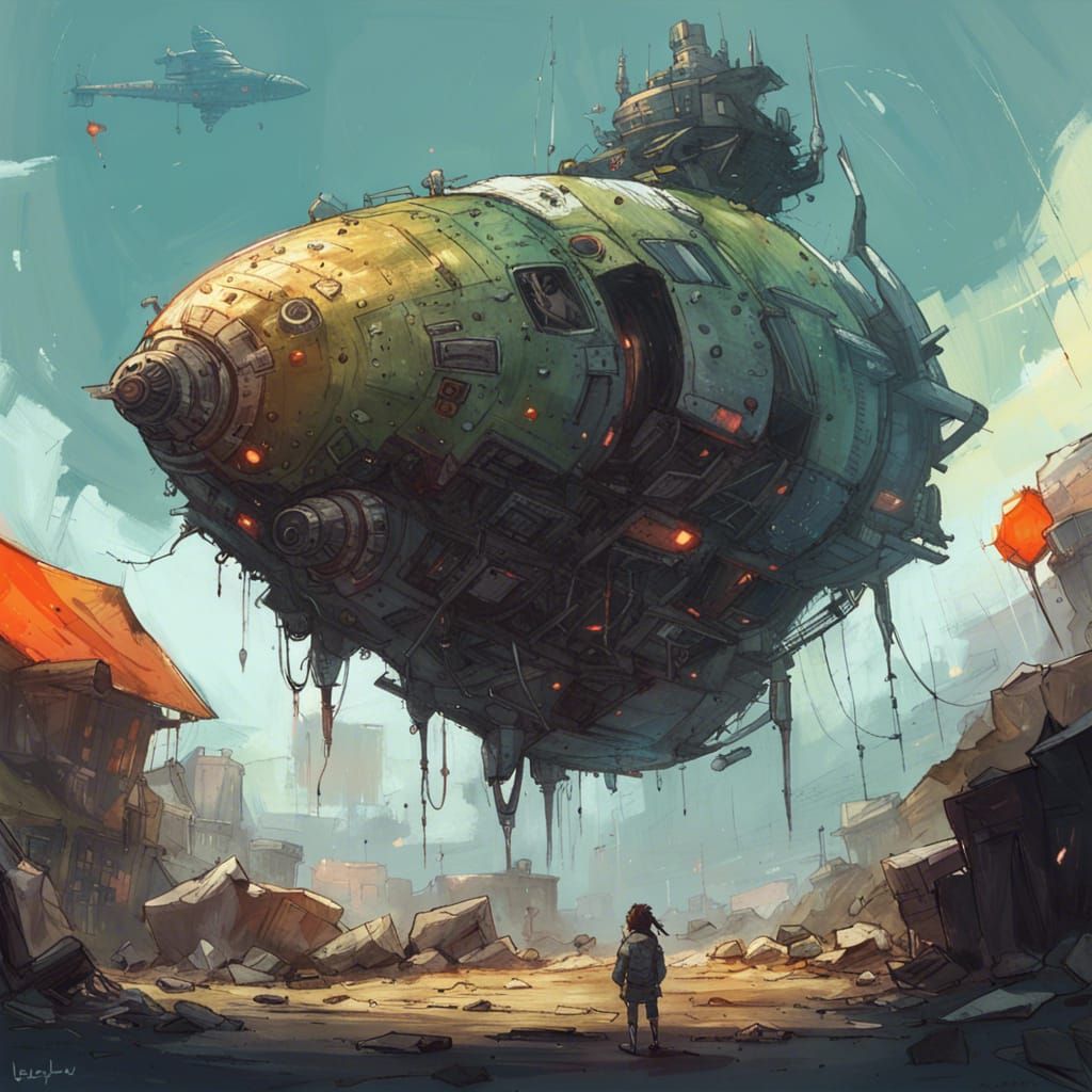 Detailed Spaceship Portrait in Fantasy Art Style