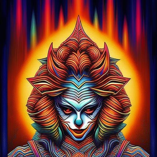 Surreal Clown Portrait with Candy Corn Hair in Dada Style